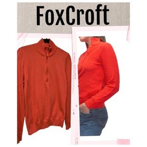 FoxCroft Sweater Lightweight Ribbed Quarter Zip Women’s Sweater Size M